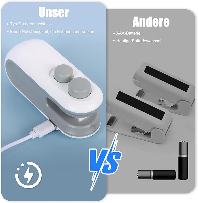 Portable Mini Sealing Machine 2 in 1 USB Rechargeable Magnetic Heat Sealing and Cutting Bag Sealer